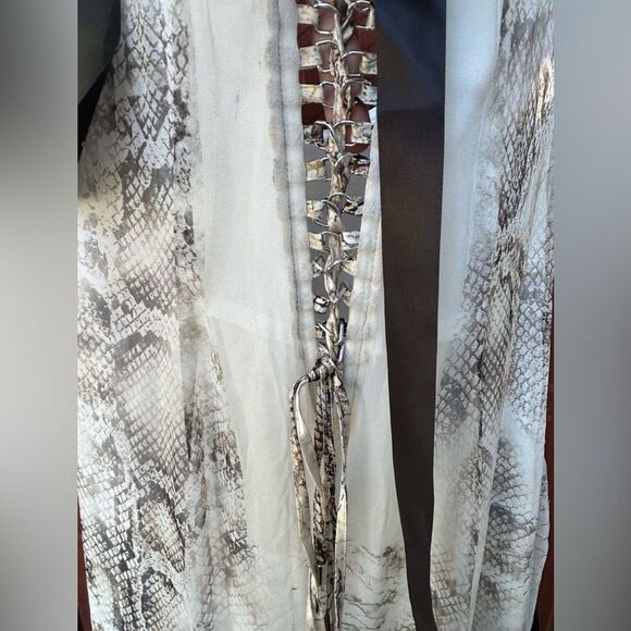 Retrofete Verena Snake Animal Print Silk Ruffle Strapless dress size small NWT - Picture 8 of 11